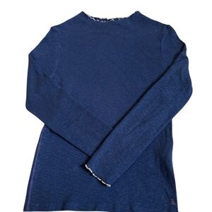 Bellerose Navy Blue Thermal Top with Scalloped Trim XS
